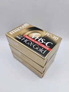 3 NEW Maxell TC30 Premium High Grade VHS-C HGX-Gold Cassette Tapes Sealed - Picture 1 of 6