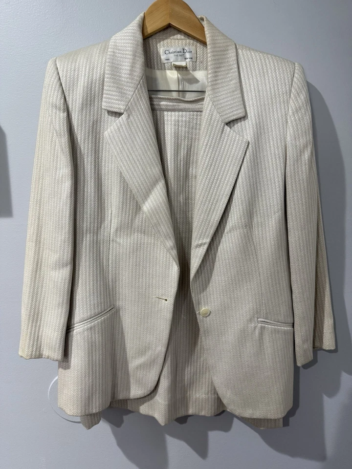Conjunto de traje falda blazer vintage Christian Dior para mujer años 90 hecho en EE. UU. talla 12 Foto 1 de 4
