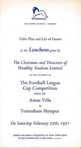 TISCHPLAN & GÄSTELISTE für das LIGAPOKALFINALE 1971 Tottenham gegen Aston Villa - Bild 1 von 1