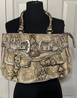 Bolso de hombro de cuero con estampado de piel de serpiente sin marca con panel frontal 9" de alto-LEER Foto 1 de 4