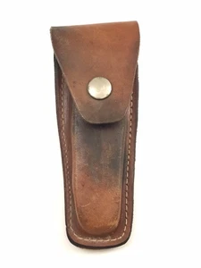 Vintage braune Lederscheide 5" geschlossen Druckknopf & Klappe 11412-N - Bild 1 von 4
