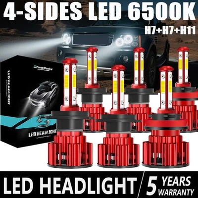 For Land Rover LR3 2005-2009 New LED Headlight High/Low + Fog Light 6x H7 H7 H11 - Image 1 of 4