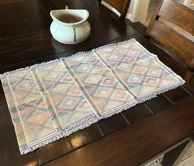 Park B. Smith Pastel-Colored Southwestern Woven Placemats Fringed Edges Set Of 4 - Image 1 of 4