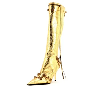 Balenciaga Women's Cagole Knee High Boots Studded Leather 90 - Picture 1 of 5