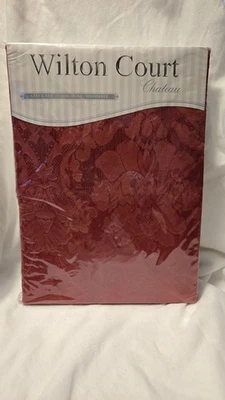 Wilton Court Chateau Banquet Tablecloth 60x118 Red Damask - Image 1 of 4