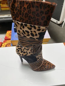 Jeffrey Campbell Walton Calf Hair Booties In Brown Leopard Size 10 - Picture 1 of 8