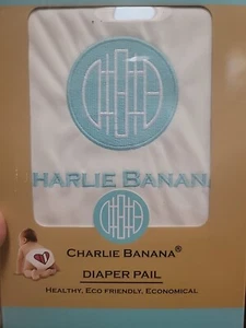 Cubo de pañales colgante Charlie Banana blanco aguamarina ecológico - NUEVO - Imagen 1 de 3