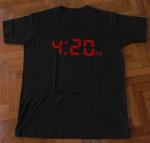 4:20 Digital Clock Design 100% Organic Cotton TShirt 420 Weed Cannabis Marijuana - Picture 1 of 4