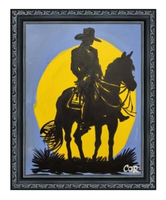 CORBELLIC COWBOY MOONLIGHT 16X20 LARGE LANDSCAPE SPACESHIP IMPRESSIONISM POP ART - Image 1 of 4