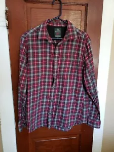 Camisa con botones de manga larga de algodón a cuadros gris borgoña L RACING GREEN para hombre - Imagen 1 de 5