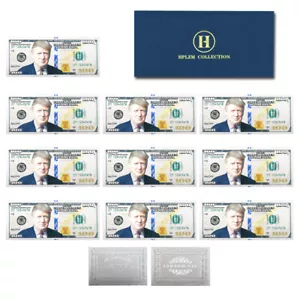 Home Decor 10pcs/lot with Envelope Trump 100 Dollars Silver Foil Banknotes - Picture 1 of 11