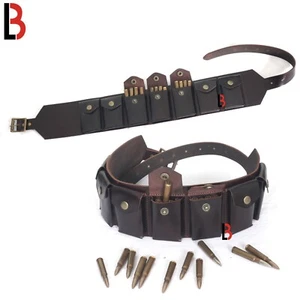 Real Leather Rifle Cartridge Bandolier Belt - Ammo Holder For Guns - Pouch Belt - Picture 1 of 4