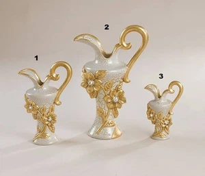 ANFORA MEDIA ANFORA GRANDE E ANFORA PICCOLA IN CERAMICA FOGLIA ORO E CRISTALLI - Imagen 1 de 1