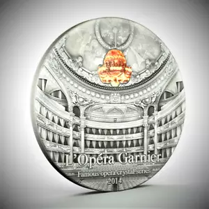 2014 Palau $10 famosa opera serie cristallo Parigi Palais Garnier moneta argento 2 oz - Foto 1 di 6