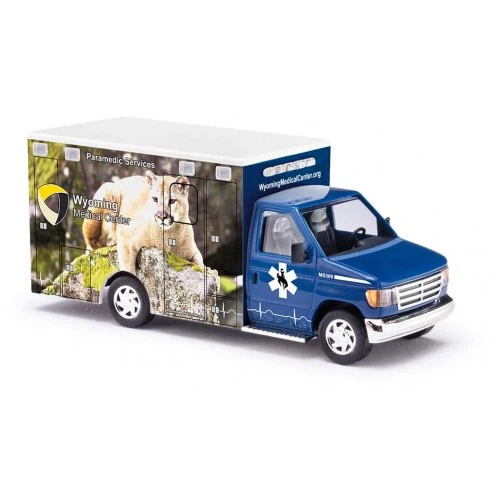 Busch 41849 Ford E-350 " MOUNTAIN LION " Wyoming Medical Ambulance HO Scale - Image 1 of 1