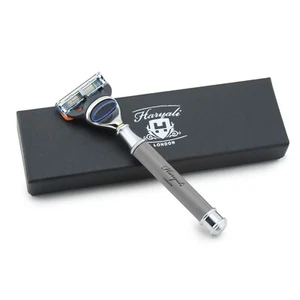 Haryali London Men's Shaving 5 Edge Razor Luxury Gift Gray Color Handle - Picture 1 of 9