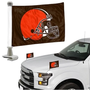 NEU Cleveland Browns doppelseitige Autohaube/Kofferraumfahnen 4" x 6" - 2 Stück - Bild 1 von 2