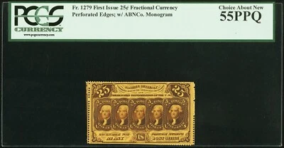 1862-63 25 CENT FRACTIONAL CURRENCY FR1279 CERTIFIED PCGS CHOICE ABOUT NEW-55PPQ - Image 1 of 2
