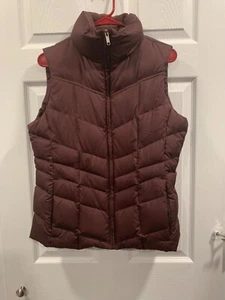 Lands End Women's Goose Down Puffer Vest Zip Front Solid Maroon Size Small 6/8 - Picture 1 of 7