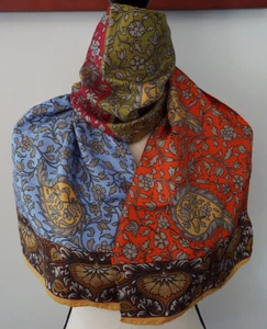 Royal Doulton 100% Silk Multicolor Paisley Floral 53 x 11 " Rectangle Scarf - Picture 1 of 8
