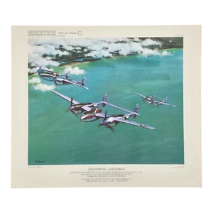 Thundering Lightnings Ray Honisett USAAF Vintage Print Aircraft WW2 Artwork War - Picture 1 of 46