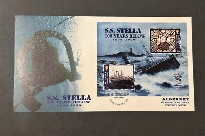GB Alderney FDC 1999 SS Stella 100 YEARS BELLOW MINISHEET - Image 1 of 2