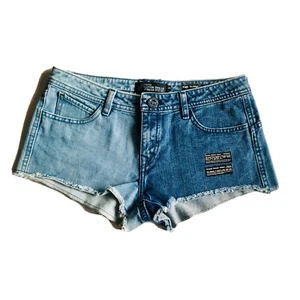 Volcom Denim Two Tone Color Block High Voltage Micro Cut Off Shorts Size 30 - Picture 1 of 7