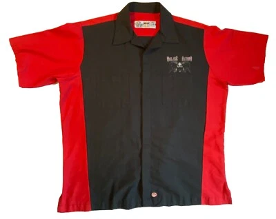 Red Kap XL Malice Manor Men's Short Sleeve Button Shirt Red Black Color Block - Image 1 of 4