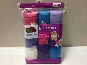 New Fruit of the Loom 9-Pack Hipsters Tag Free 100% Cotton, Size 14, Girls (U16) - Picture 1 of 8