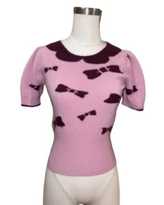 Reneevon Women's Cashmere Knit Shirt Top Small Bow Tie Design Pink Purple - Picture 1 of 7