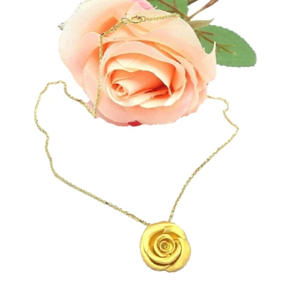 bezaubernder Rosen Anhänger mit Kette 925er Silber vergoldet signiert JSK / FBM - Bild 1 von 4