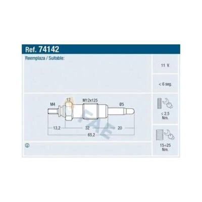 BUJÍA INCANDESCENTE FAE 74142 PARA ALFA ROMEO, CITROËN, FIAT,FORD,IVECO,LANCIA,OPEL,PEUGEOT, Foto 1 de 3