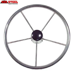 20 Inch 500mm 10° Dish Boat Stainless Steel Steering Wheel Teak Centre - Picture 1 of 1