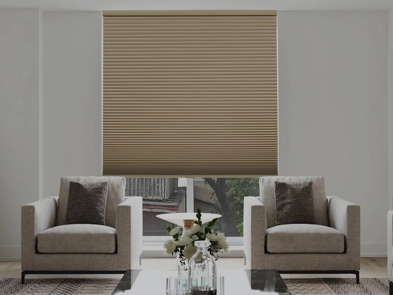 Custom Cut Cordless Room Darkening Blackout Beige Cellular Shade Honeycomb Blind - Image 1 of 4