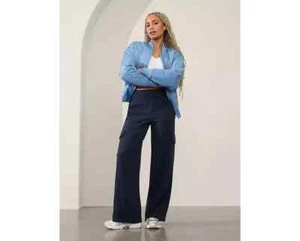 ATHLETA Venice Cargo Wide Leg Pant NAVY MT MEDIUM TALL High Rise #411453 NWT - Picture 1 of 3