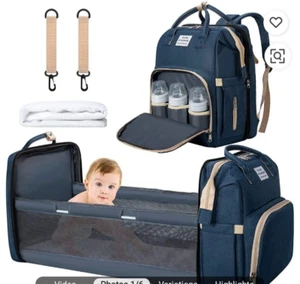 Zaino Neonato Borsa Pannolini Portatile Lettino con Tetto Portabottiglie Tasche Nuovo - Foto 1 di 2