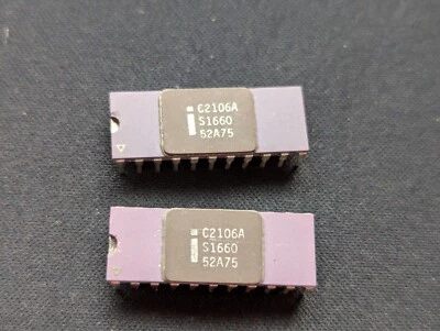 Lot of two Vintage NOS Intel C2106A Dynamic Ram - Image 1 of 2