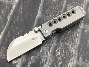 TwoSun TS563-M390-GRAY Folding Knife M390 Blade Titanium Handle Pocket Knife - Picture 1 of 11