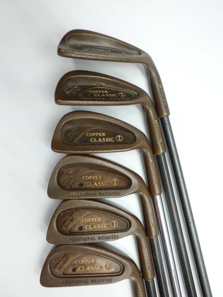 Copper Classic Golf Clubs Beryllium Iron Set 3-5 7 P&S Graphite Shaft Right Hand - Image 1 of 4