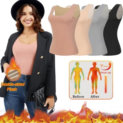 Cálida Mujer Ropa Interior Térmica Chaleco Forrado de Vellón Camiseta sin Mangas Camisola Cami Capa Base Foto 1 de 4