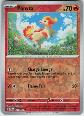 Pokemon Ponyta 026/162 SV05: Temporal Forces NM Reverse Holo card - Image 1 of 2