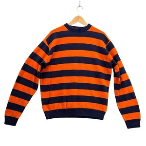 Logo 7 Inc Vintage Orange Royal Blue Stripe Long Sleeve Pullover Sweater Men XL - Picture 1 of 7