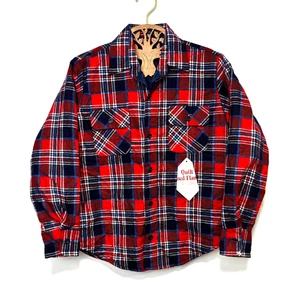 Vintage New Flannel Prepshirt Plaid Red Long Sleeve Button Down Shirt Lined 14 - Picture 1 of 6