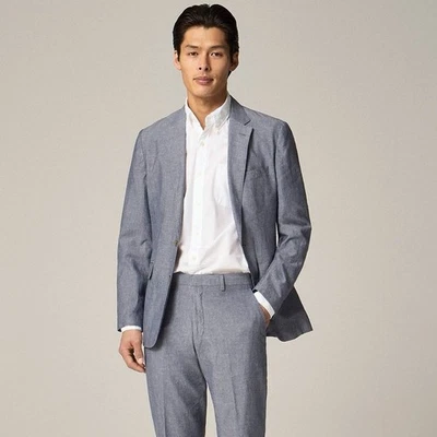 J Crew Ludlow Slim-fit unstructured suit jacket Irish cotton-linen Sz 44R NWT - Image 1 of 4