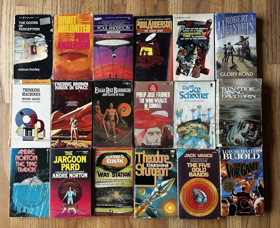 Lot of 18 Vintage Sci-Fi Paperbacks: Anderson, Heinlein, Norton, Moorcock, Simak - Image 1 of 4