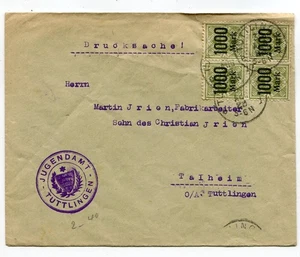 Württemberg Brief mit Dienstmarken mit Aufdruck 1000 Mark,Viererblock 1923 - Picture 1 of 1