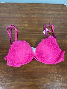 Sujetador Victoria's Secret Bombshell Summible 32A Rosa Caliente Encaje Bedazzle - Imagen 1 de 2