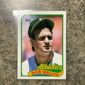 1989 Topps #605a Bob Welch Oakland Athletics Error missing stat line - Picture 1 of 8