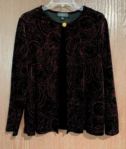 Elementz Velvet Evening Top Womens L Layered Cardigan Style Holiday Metallic - Picture 1 of 11