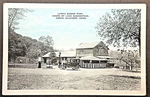 North Guilford CT View of Lunch Quono Park on Lake Quonnipaug w Early Gas Pump - Picture 1 of 2